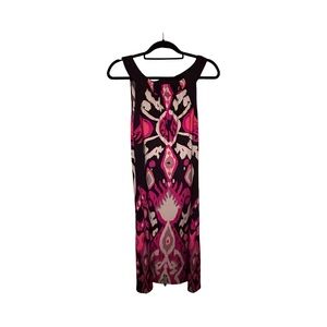 CATO Pink and Black Patterned Midi Dress